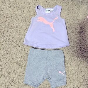 Puma 0-3 month matching girl tank top short set